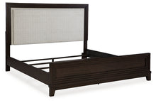 Load image into Gallery viewer, Neymorton Queen Upholstered Panel Bed with Mirrored Dresser and 2 Nightstands
