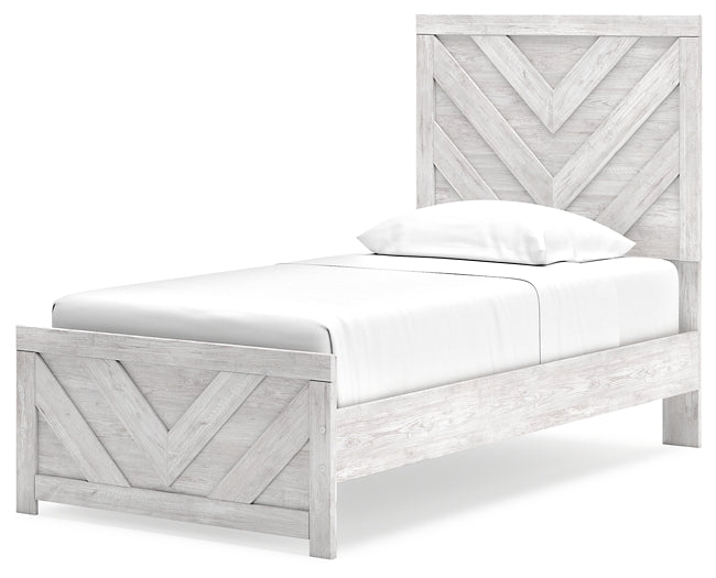 Cayboni Twin Panel Bed with Mirrored Dresser, Chest and Nightstand