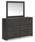 Hollivern Full Panel Bed with Mirrored Dresser