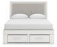 Zuraleus Queen Upholstered Panel Platform Storage Bed, Dresser, Mirror and Nightstand