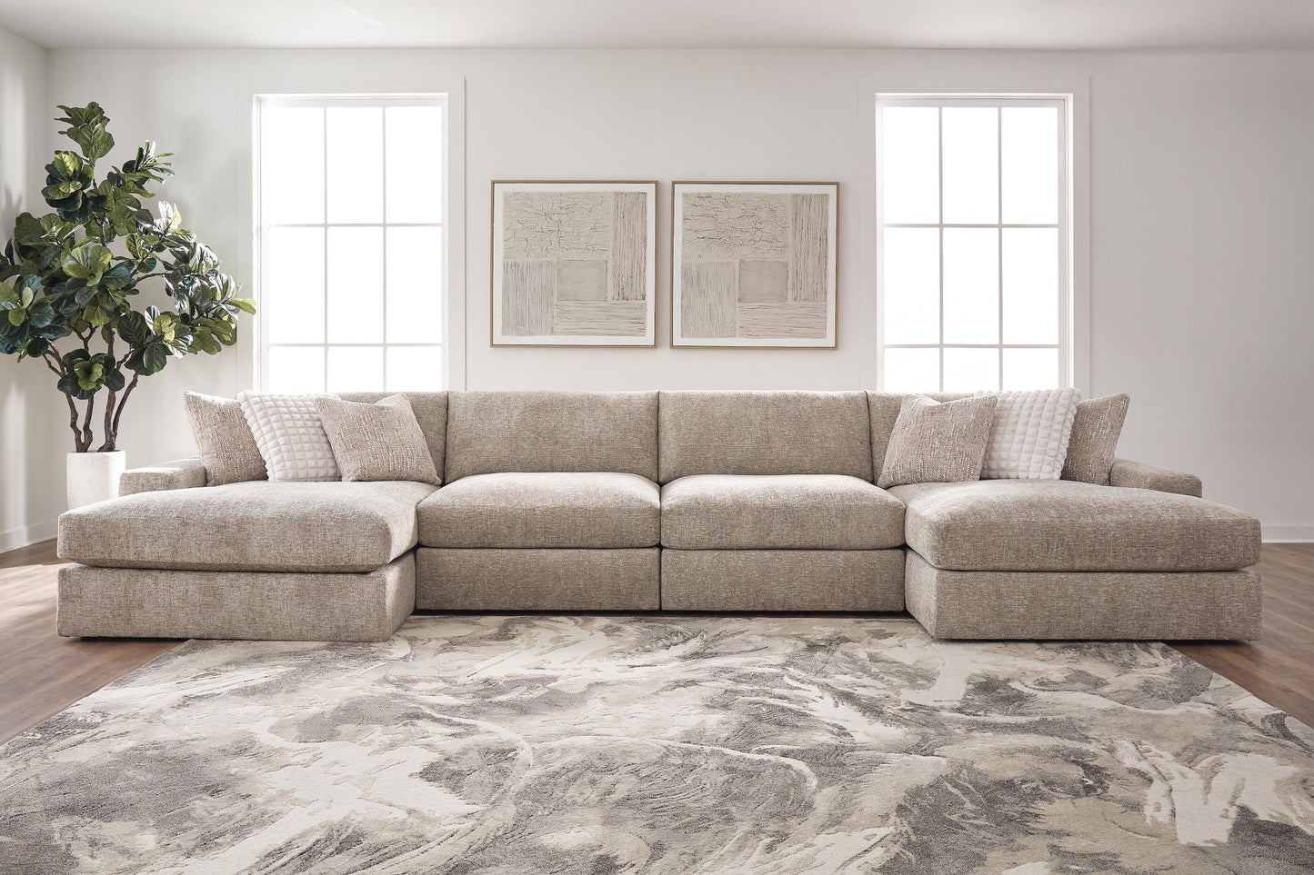 Nexora-Court 4-Piece Double Chaise Sectional