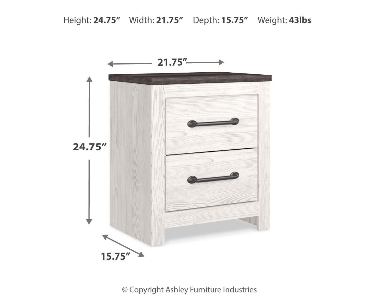 Gerridan Two Drawer Night Stand