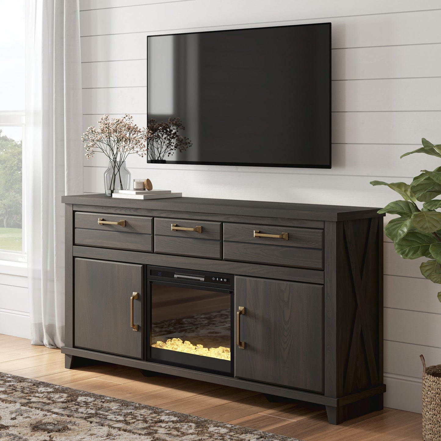 Brazen Valley 71" TV Stand with Electric Fireplace