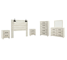 Load image into Gallery viewer, Cambeck  Panel Headboard With Mirrored Dresser, Chest And 2 Nightstands
