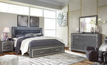 Load image into Gallery viewer, Lodanna King Panel Bed with 2 Storage Drawers with Mirrored Dresser and Chest
