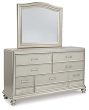 Load image into Gallery viewer, Coralayne California King Upholstered Bed with Mirrored Dresser and 2 Nightstands
